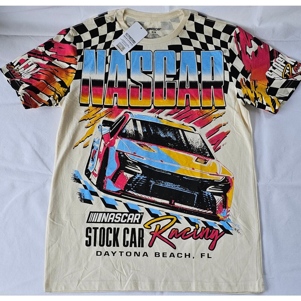NWT Men's NASCAR Daytona Beach Stock Car Racing Double Sided T-Shirt Size M